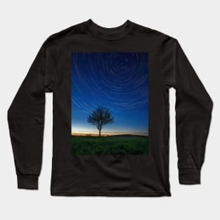 Lonely tree under stars emerging from the twilight glare Long Sleeve T-Shirt